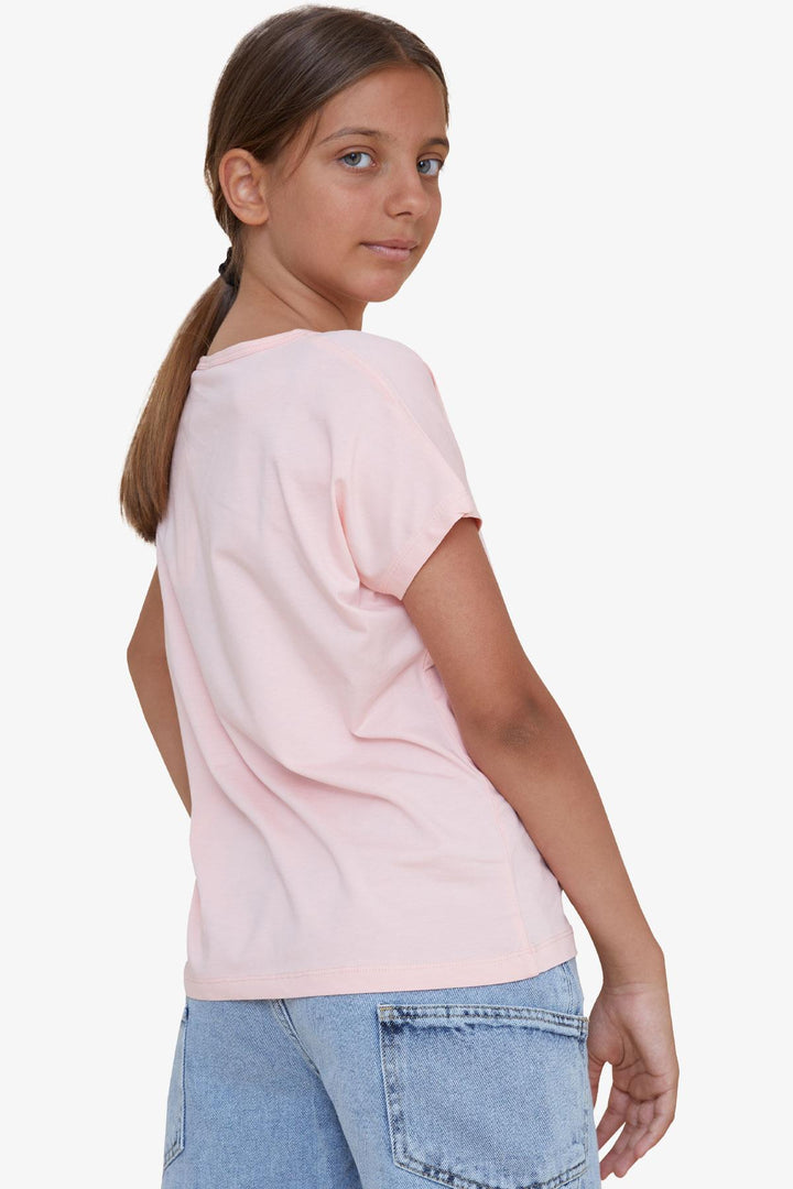 BRE Breeze Girl Child Crop T-Shirt Friendship Themed 106 Years, Salmon - Troyes
