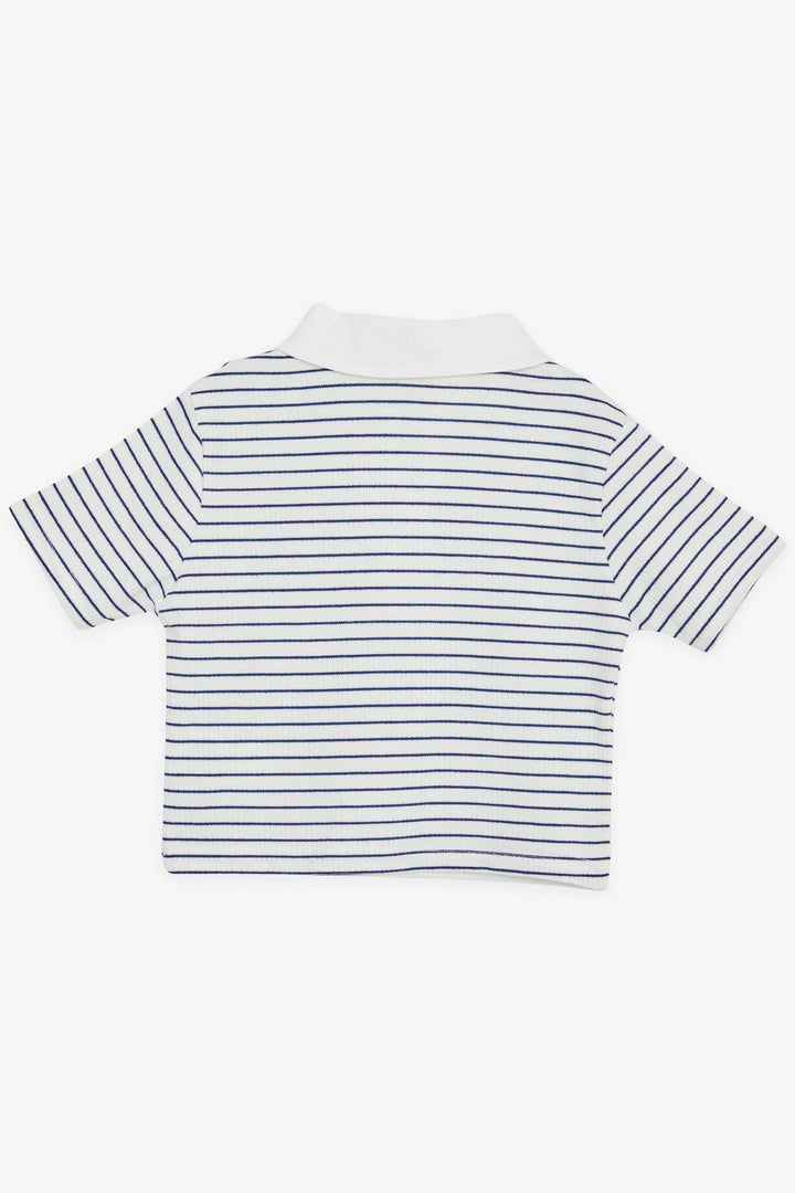 BRE Breeze Girl Child Crop T-Shirt Striped with Zipper, White, 94 Years - Vlaardingen