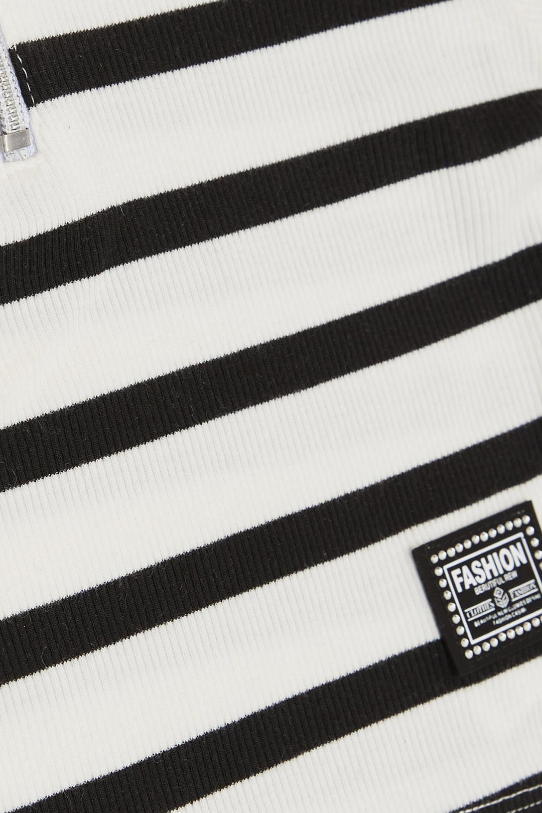 BRE Breeze Girl Child Crop T-Shirt Striped with Zipper, 94 Years, Ecru - Paris