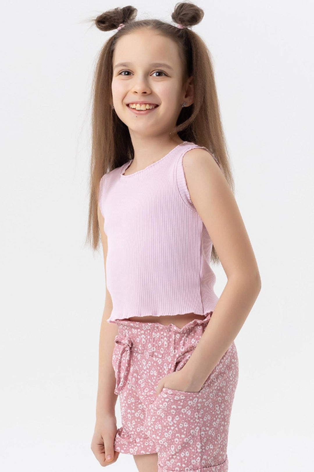 BRE Breeze Girl Child Crop T-Shirt Ribbed 84 Years, Powder - Ludwigsburg