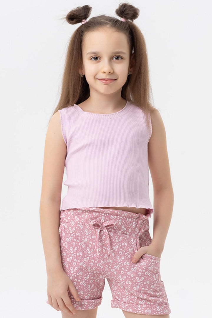 BRE Breeze Girl Child Crop T-Shirt Ribbed 84 Years, Powder - Ludwigsburg