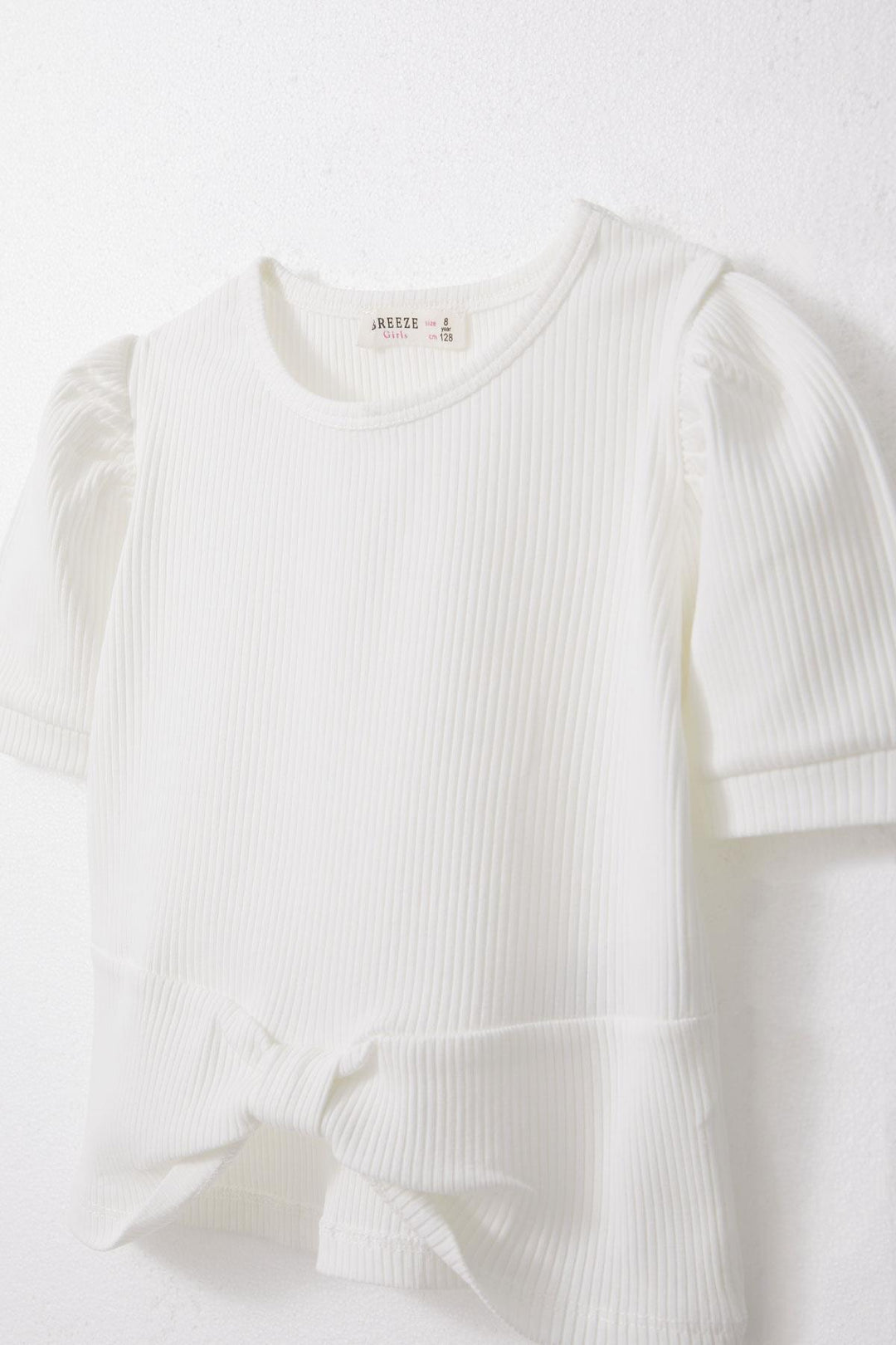 BRE Breeze Girl Child Crop Top with Belly Neckline Detail, 84 Years, White - Treviso