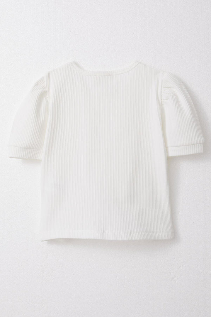 BRE Breeze Girl Child Crop Top with Belly Neckline Detail, 84 Years, White - Treviso