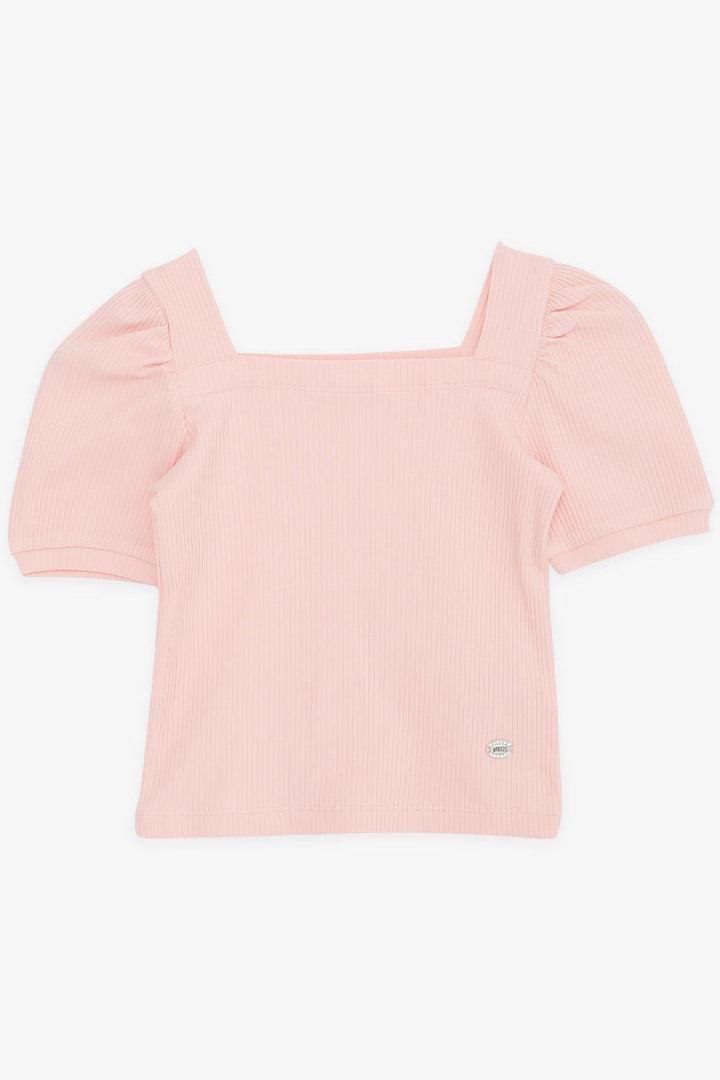 BRE Breeze Girl Child Crop T-Shirt Square Neck 84 Years, Salmon - Montgomery