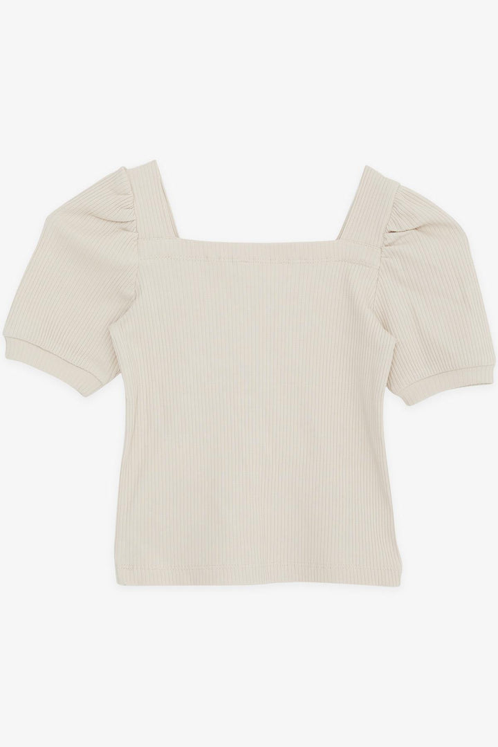 BRE Breeze Girl Child Crop T-Shirt Square Neck 84 Years, Beige - Orsha