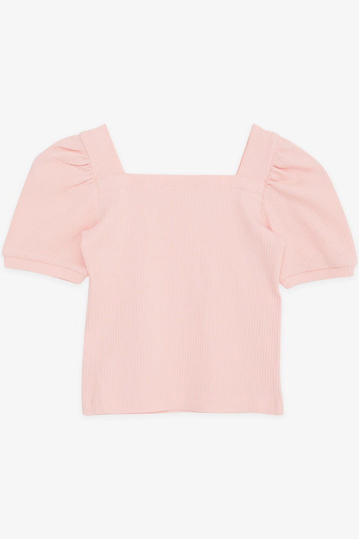 BRE Breeze Girl Child Crop T-Shirt Square Neck 84 Years, Salmon - Montgomery