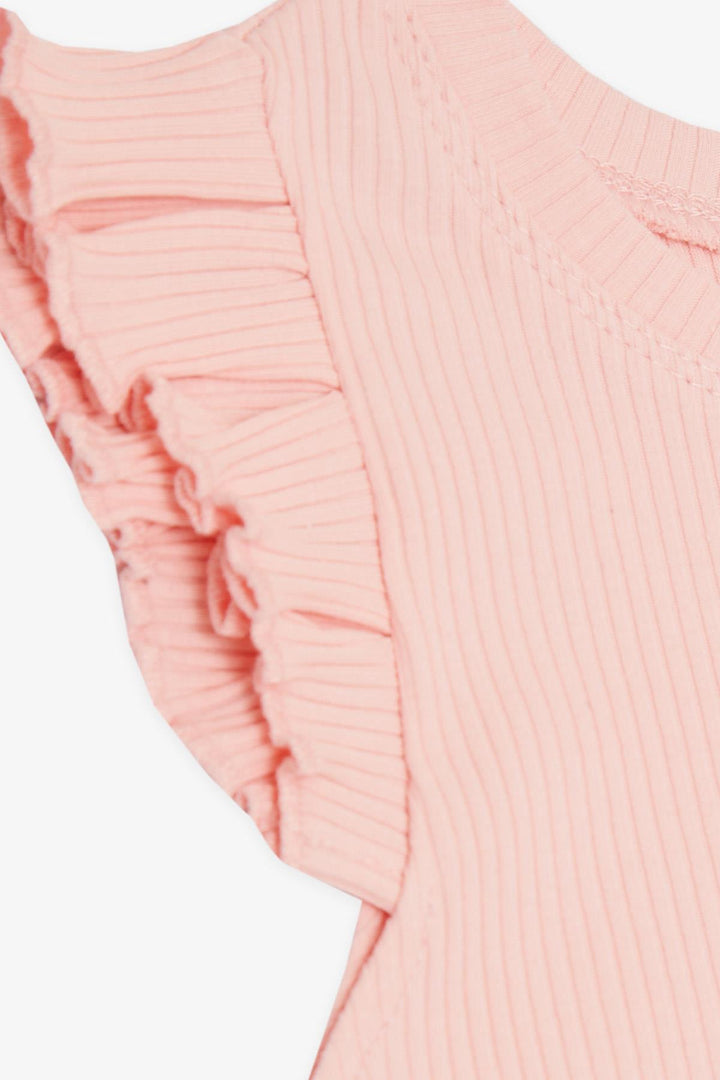 BRE Breeze Girl Child Crop Top with Frilly Sleeves 84 Years, Salmon - Bondy