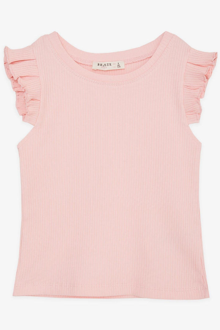 BRE Breeze Girl Child Crop Top with Frilly Sleeves 84 Years, Salmon - Bondy