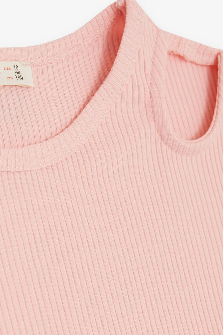 BRE Breeze Girl Child Crop Top with Open Shoulder Detail Ribbed 94 Years, Salmon - Schwabach