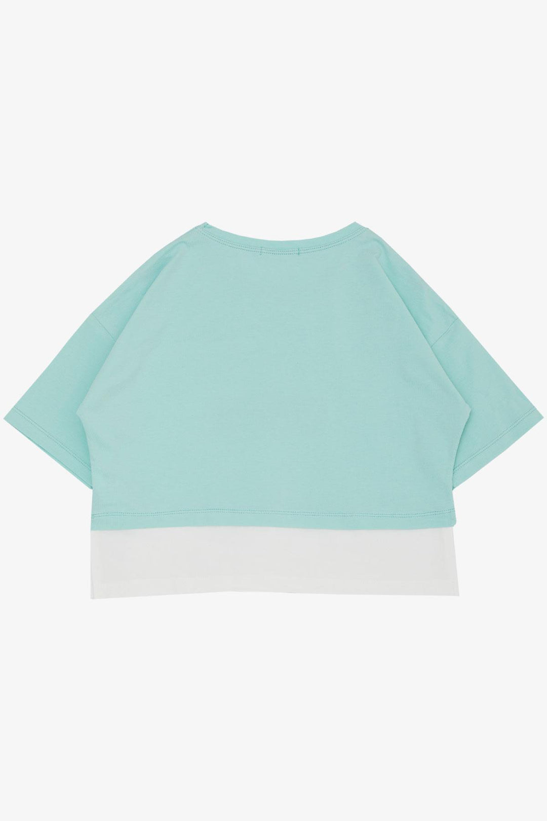 BRE Breeze Girl Child Crop T-Shirt with Side Slits Printed with Text 94 Years, Aqua Green - Marysville