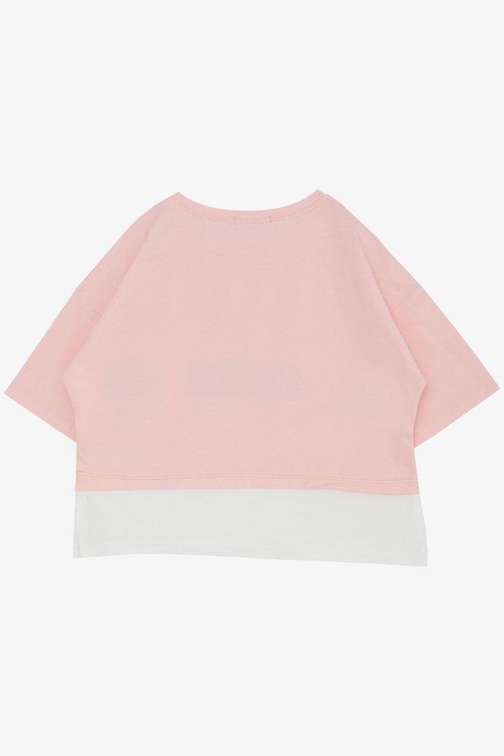 BRE Breeze Girl Child Crop T-Shirt with Side Slits Printed with Text, 94 Years, Pink - Danbury
