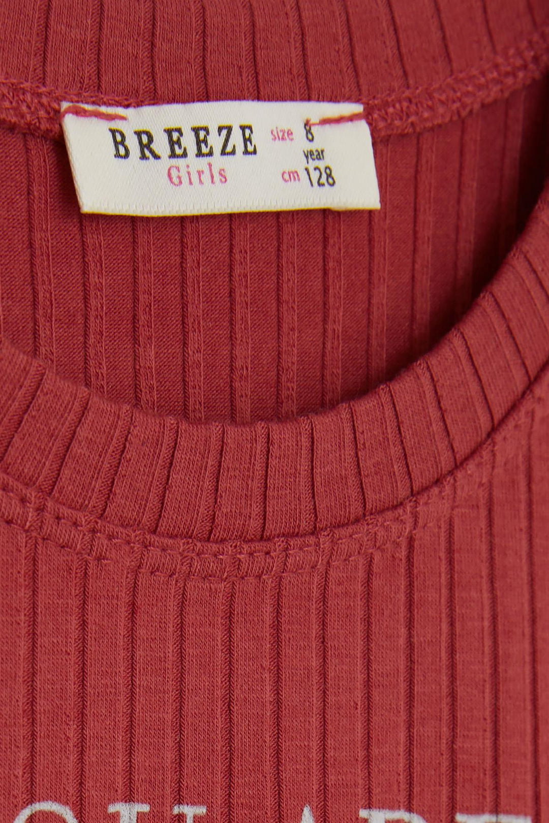BRE Breeze Girl Child Crop T-Shirt Printed with Text 84 Years, Terracotta - Hot Springs
