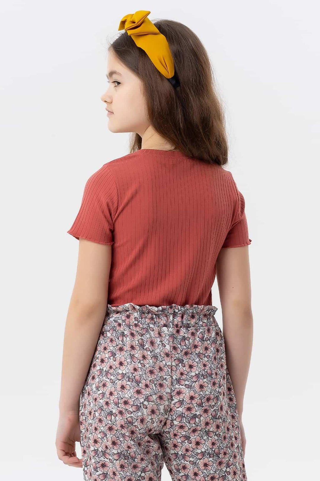 BRE Breeze Girl Child Crop T-Shirt Printed with Text 84 Years, Terracotta - Hot Springs
