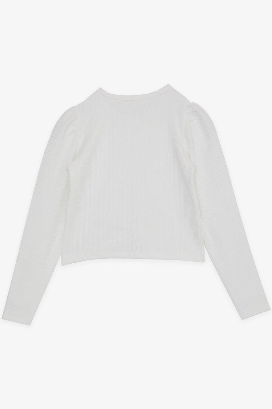 BRE Breeze Girl Child Crop Long Sleeve T-Shirt with Bow 84 Years, Ecru - Weymouth