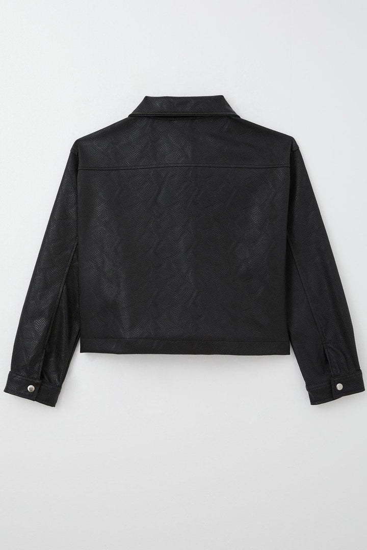 BRE Breeze Girl Child Leather Jacket with Snap Pattern 94 Years, Black - St. Petersburg