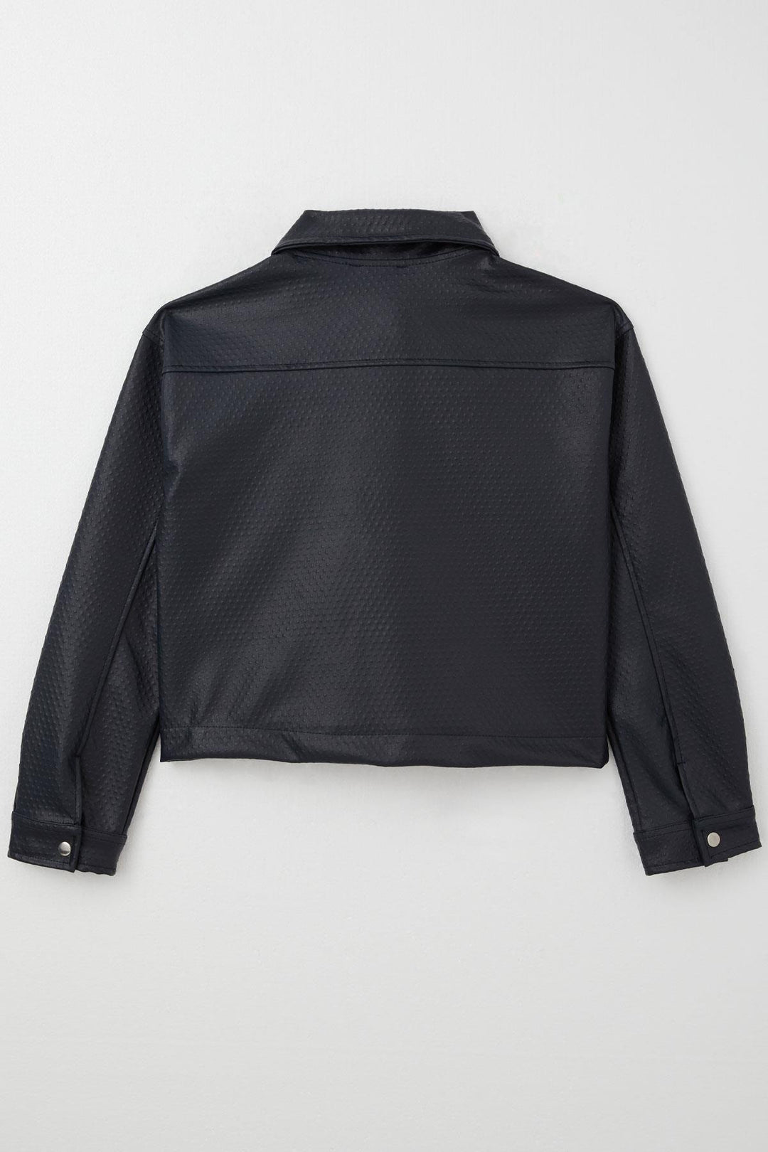 BRE Breeze Girl's Leather Jacket with Embossed Pattern Snap Fastener 94 Years, Navy Blue - Brandon