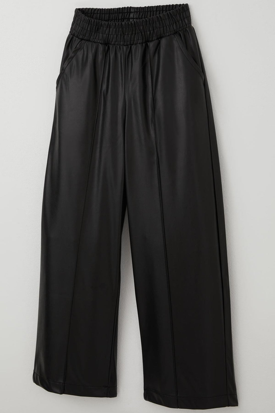 BRE Breeze Girl Child Leather Pants with Topstitching Detailed Elastic Waistband Pockets 84 Years, Black - Baton Rouge