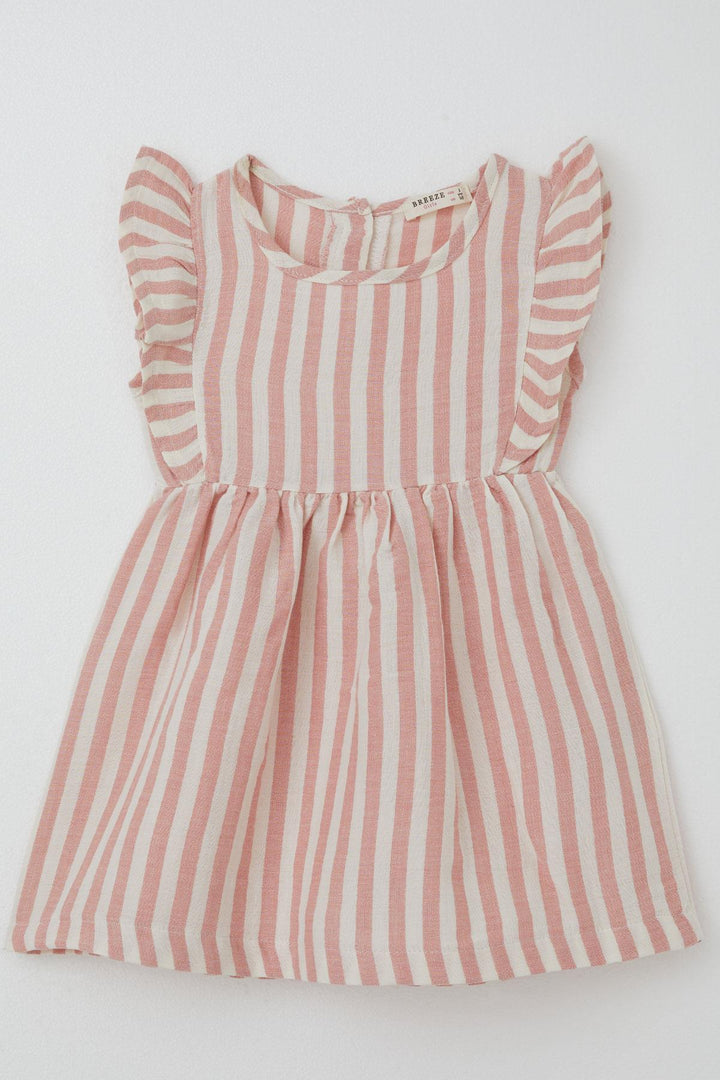 BRE Breeze Girl Dress with Back Button Detail Frilly Sleeve 3-8 Years, Ecru - St. Johns