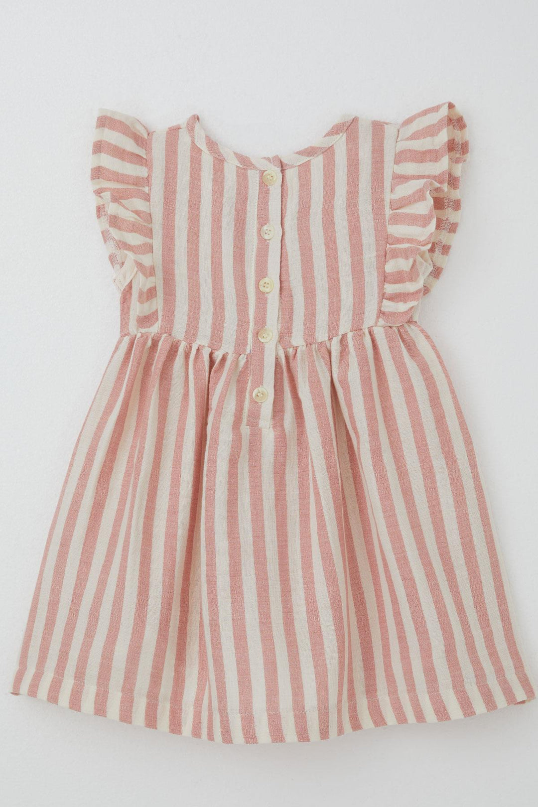 BRE Breeze Girl Dress with Back Button Detail Frilly Sleeve 3-8 Years, Ecru - St. Johns