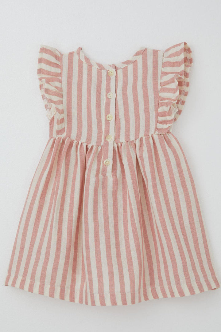 BRE Breeze Girl Dress with Back Button Detail Frilly Sleeve 3-8 Years, Ecru - St. Johns