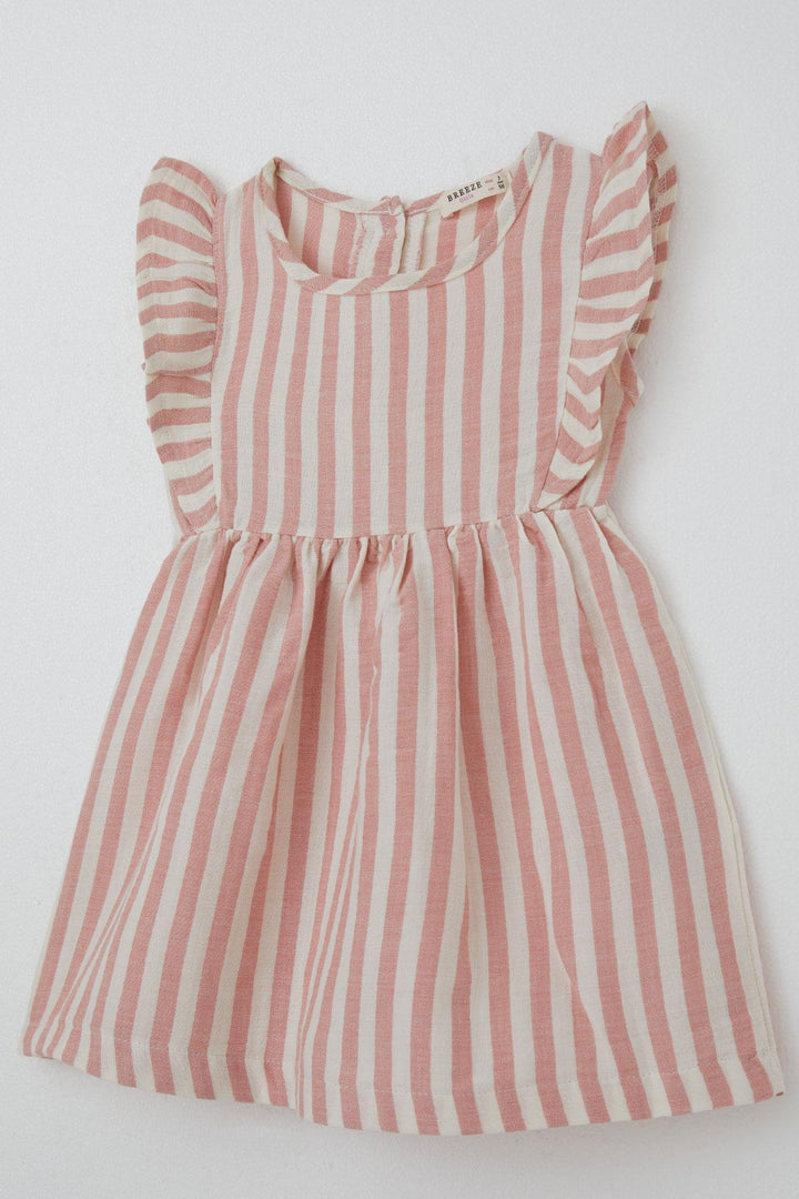 BRE Breeze Girl Dress with Back Button Detail Frilly Sleeve 3-8 Years, Ecru - St. Johns