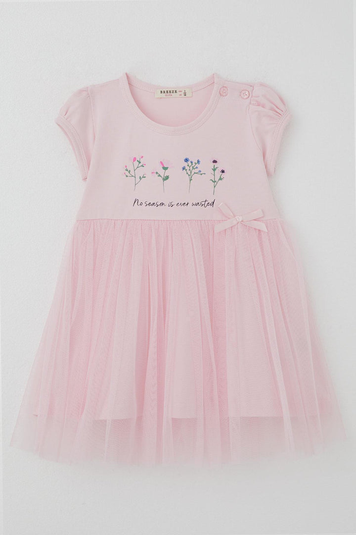 BRE Breeze Girl's Dress Flower Printed Tulle with Bow Detail 1.5-5 Years, Pink - Soledad de Graciano Sánchez