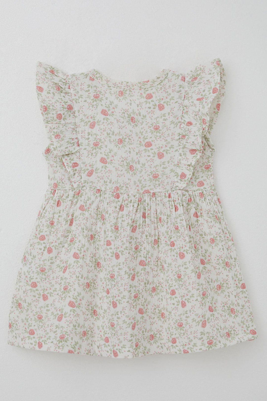 BRE Breeze Girl's Dress with Flower Pattern Front Button Detail 2-6 Years, Ecru - Bootle