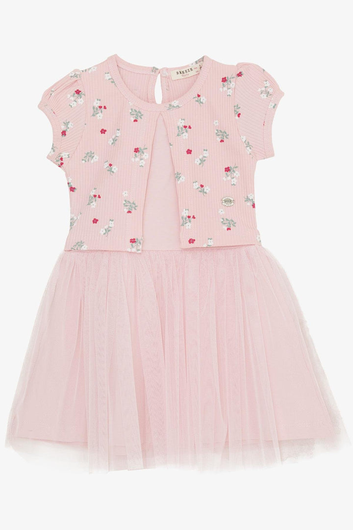 BRE Breeze Girl's Dress with Flower Pattern and Embroidery, 3-8 Years, Pink - Shakopee