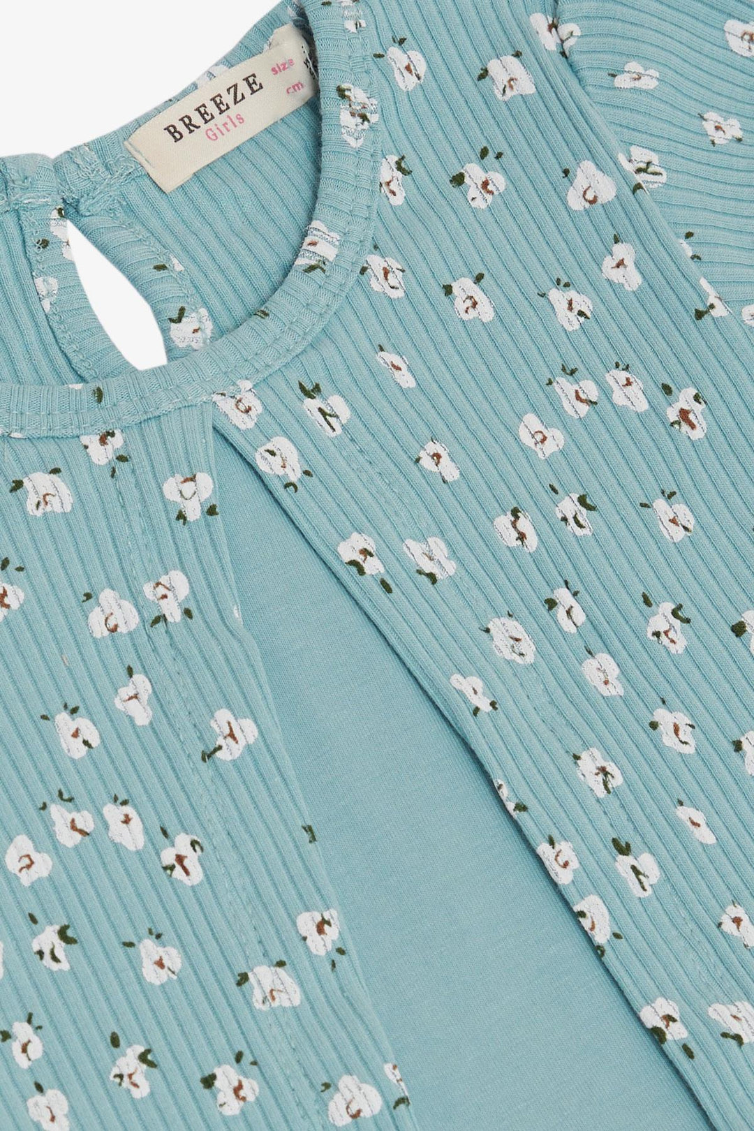 BRE Breeze Girl's Dress with Flower Pattern Embroidered, 3-8 Years, Aqua Green - Rapid City