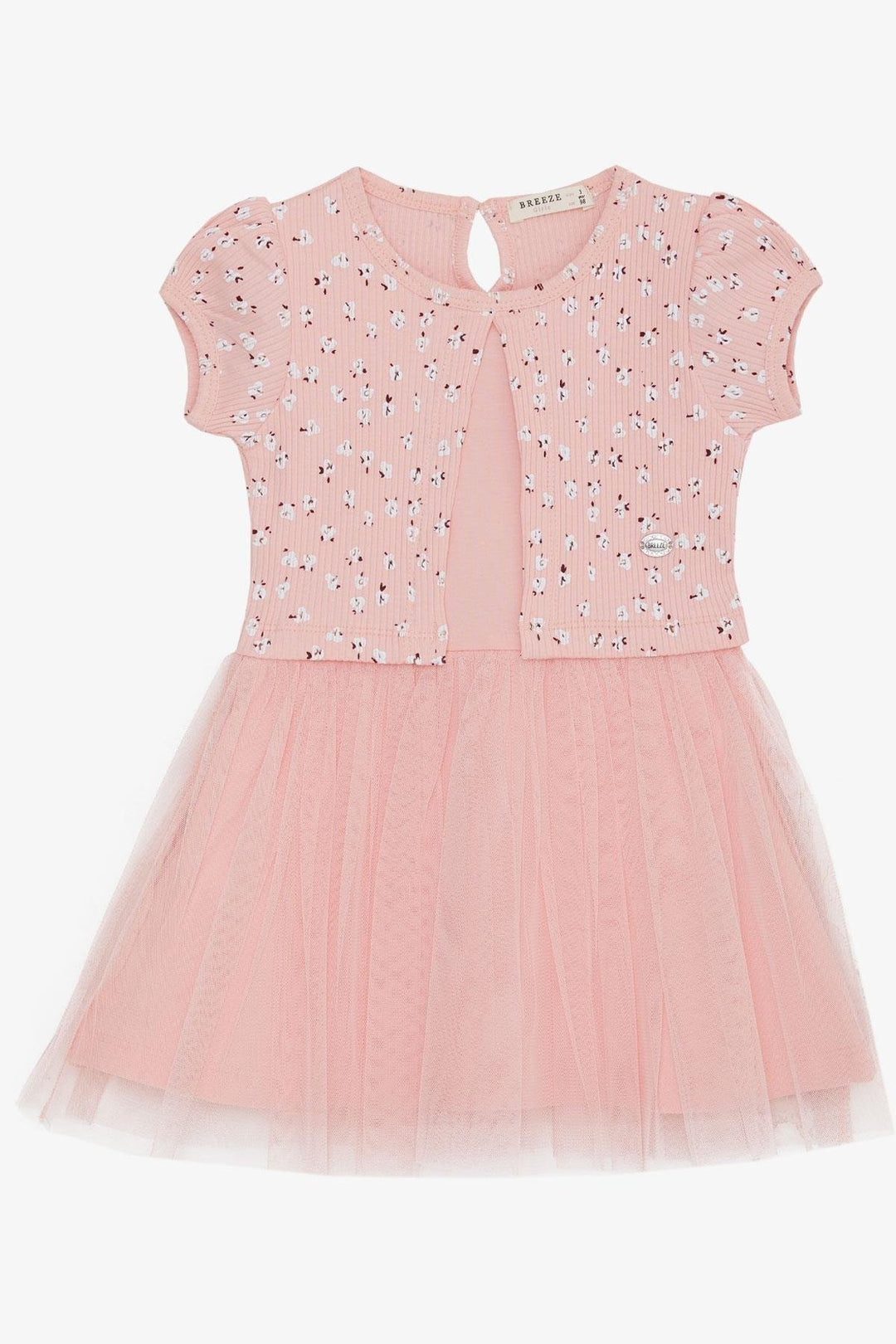 BRE Breeze Girl's Dress with Flower Patterned Embroidery, 3-8 Years, Salmon - Francisco I. Madero