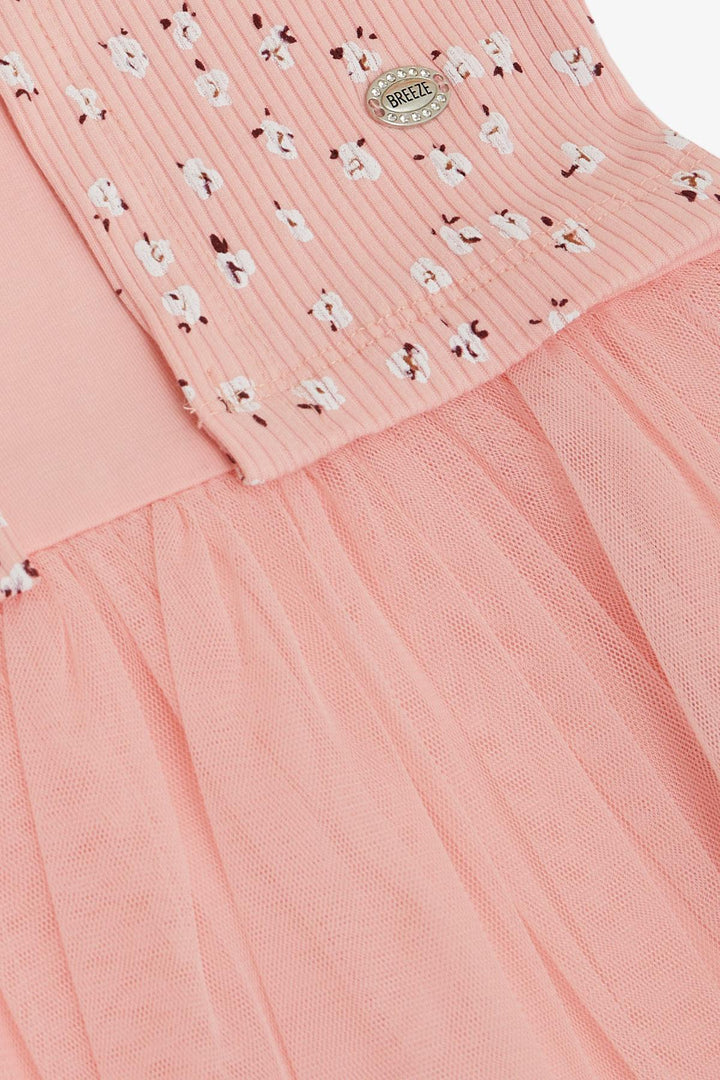 BRE Breeze Girl's Dress with Flower Patterned Embroidery, 3-8 Years, Salmon - Francisco I. Madero