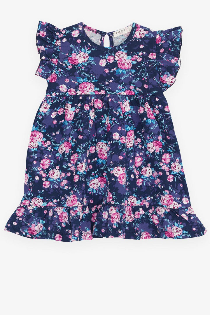 BRE Breeze Girl's Dress with Flower Pattern Buttoned Back 3-8 Years, Mixed Color - Addison