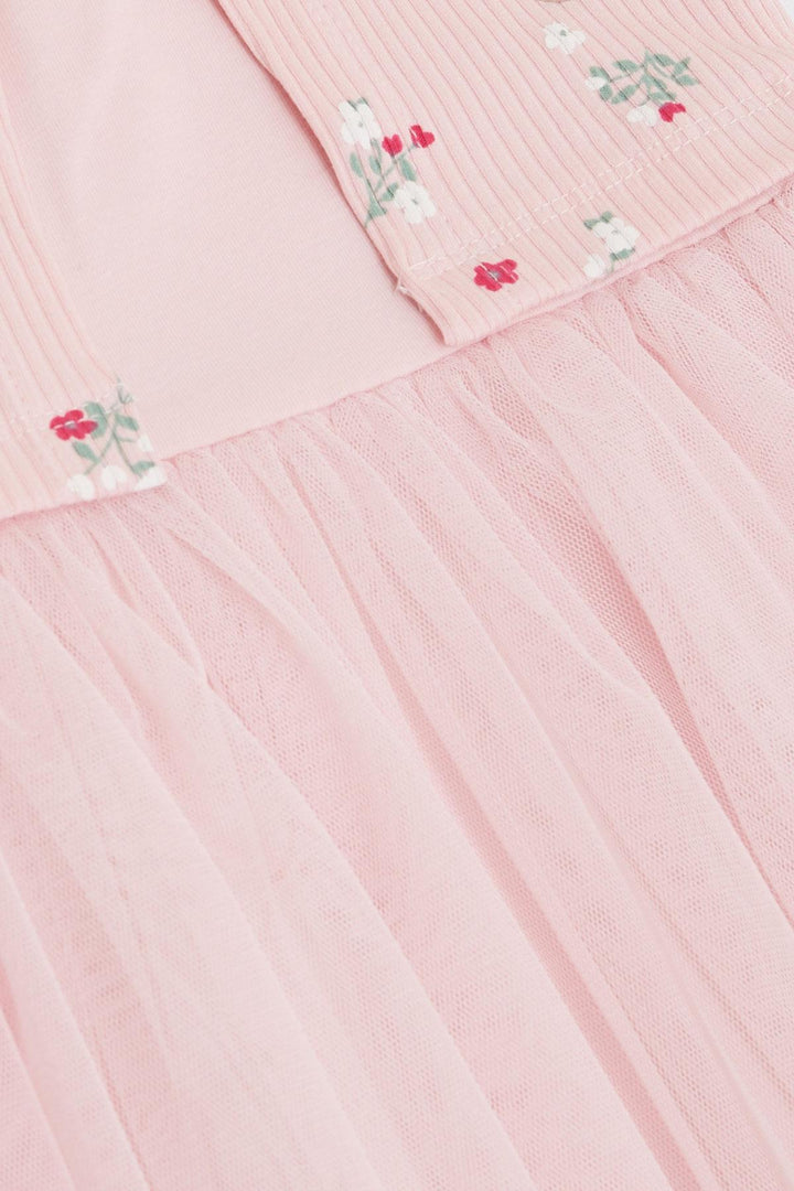 BRE Breeze Girl's Dress with Flower Pattern and Embroidery, 3-8 Years, Pink - Shakopee