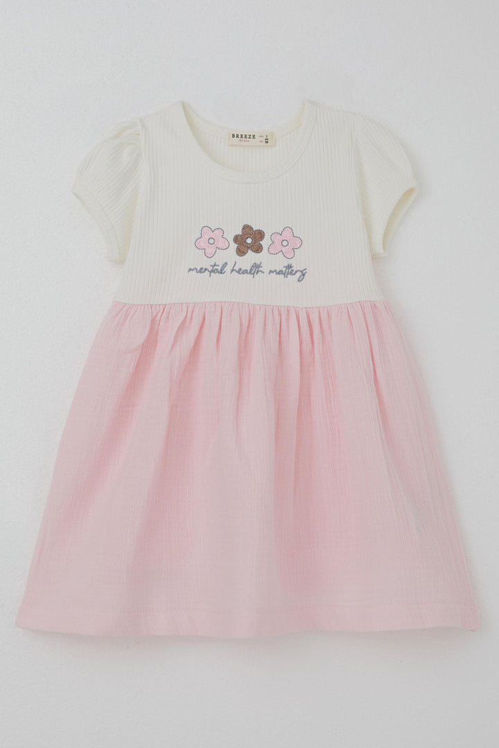 BRE Breeze Girl Dress Flower & Letter Embroidered 2-6 Years, Ecru - Fairborn