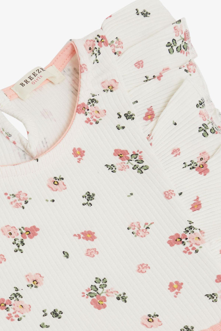 BRE Breeze Girl's Dress with Floral Ruffles Tulle 4-8 Years, Ecru - Osnabrück