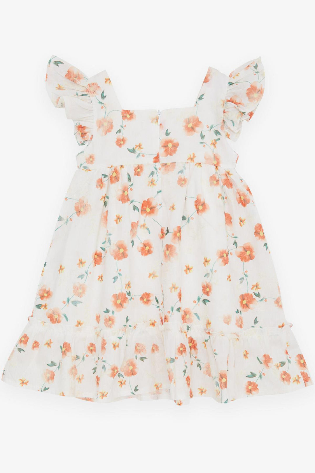 BRE Breeze Girl's Dress with Floral Ruffled Embroidery, 2-6 Years, Ecru - Mykolaiv