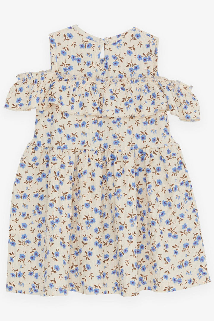 BRE Breeze Girl Dress Floral Ruffled Back Buttoned 3-7 Years, Beige - Hrodna