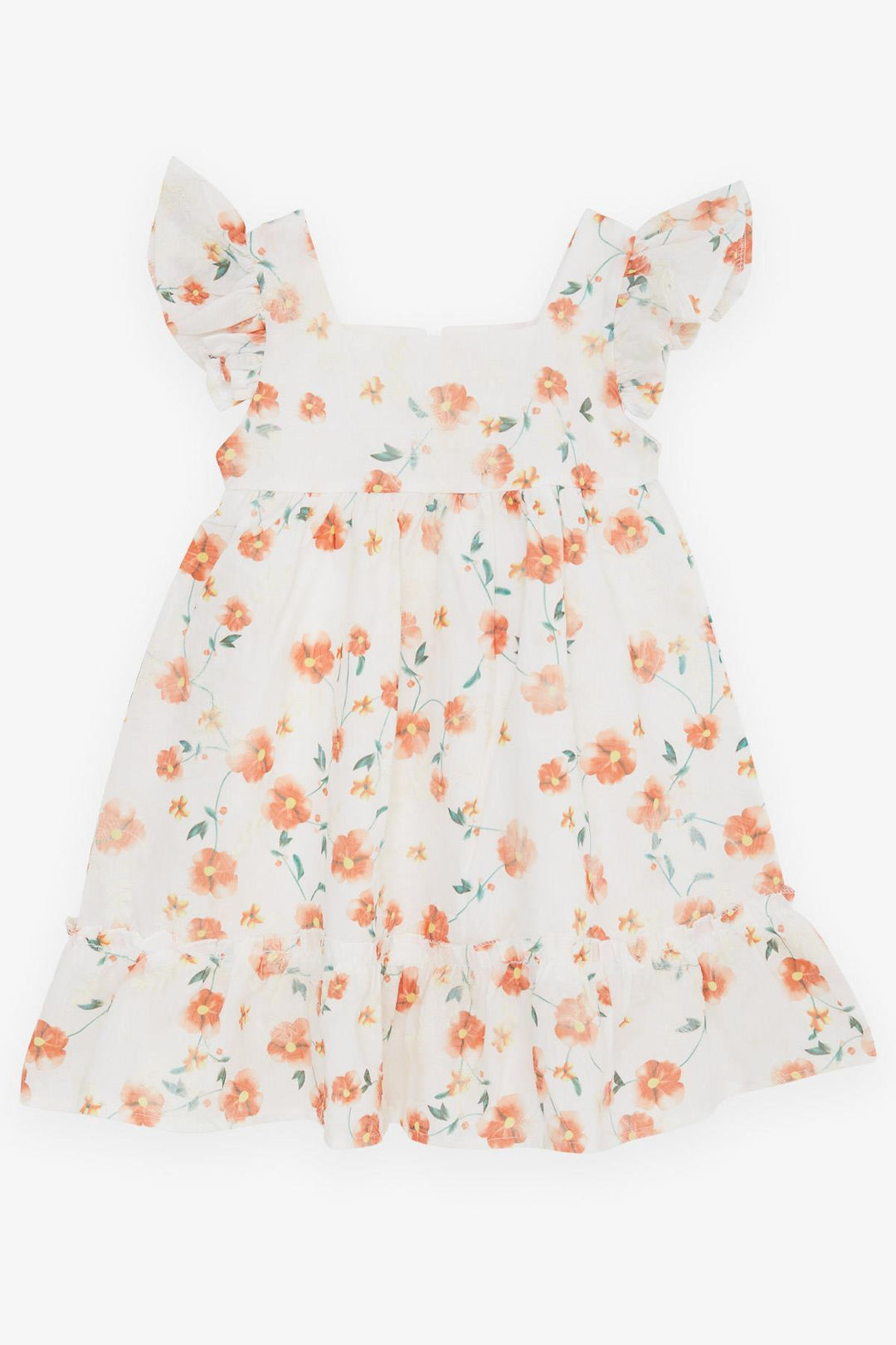 BRE Breeze Girl's Dress with Floral Ruffled Embroidery, 2-6 Years, Ecru - Mykolaiv