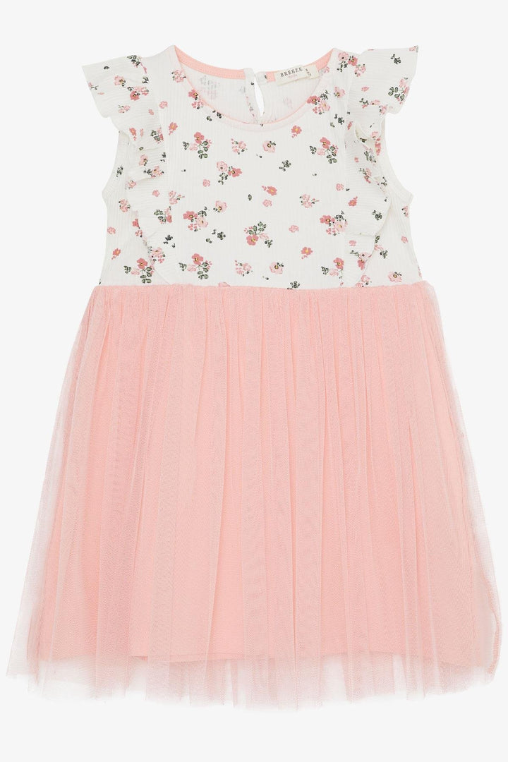 BRE Breeze Girl's Dress with Floral Ruffles Tulle 4-8 Years, Ecru - Osnabrück