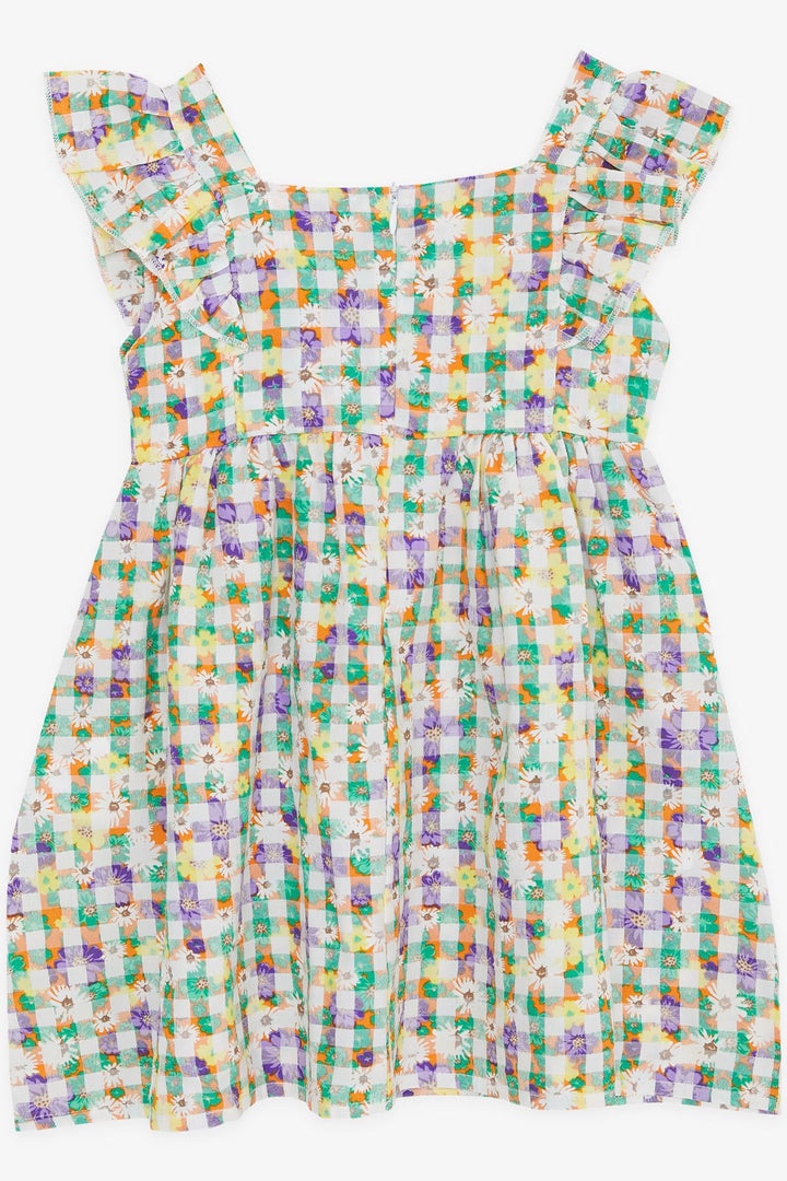 BRE Breeze Girl's Dress with Floral Ruffled Shoulders, 2-6 Years, Mixed Color - Verviers