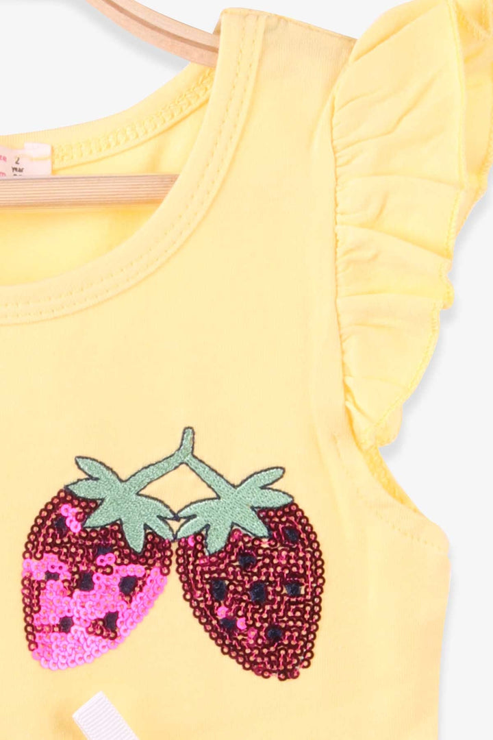 BRE Breeze Girl's Dress with Strawberry Embroidery, 2-6 Years, Yellow - Druzhkivka