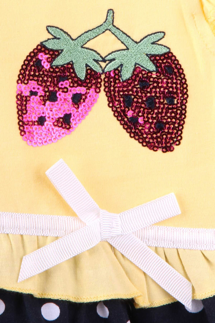 BRE Breeze Girl's Dress with Strawberry Embroidery, 2-6 Years, Yellow - Druzhkivka