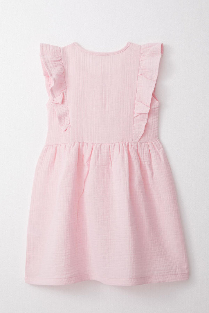 BRE Breeze Girl's Dress with Buttons and Ruffles, 50 Years, Pink - Stevenage