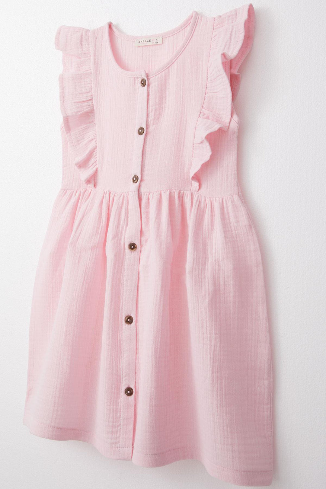 BRE Breeze Girl's Dress with Buttons and Ruffles, 50 Years, Pink - Stevenage