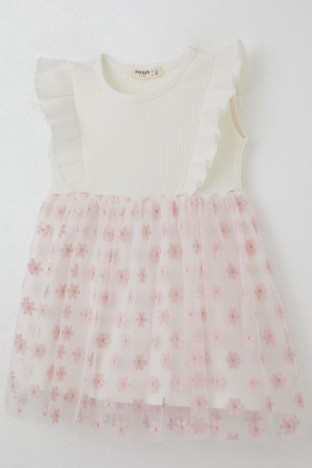 BRE Breeze Girl's Dress Skirt with Floral Tulle Detail, 3-8 Years, Ecru - Ostfildern