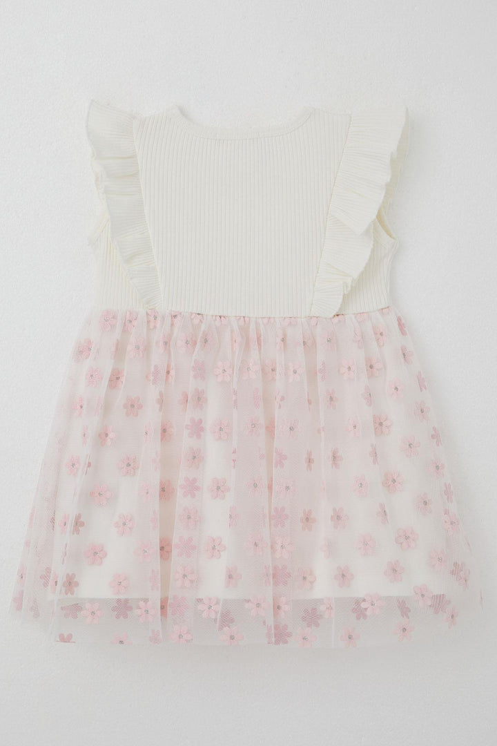 BRE Breeze Girl's Dress Skirt with Floral Tulle Detail, 3-8 Years, Ecru - Ostfildern