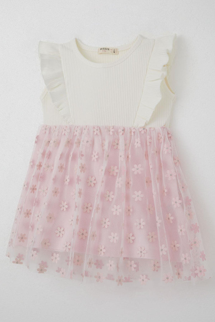 BRE Breeze Girl Child Dress Skirt with Floral Tulle Detail, 3-8 Years, Ecru - Richmond