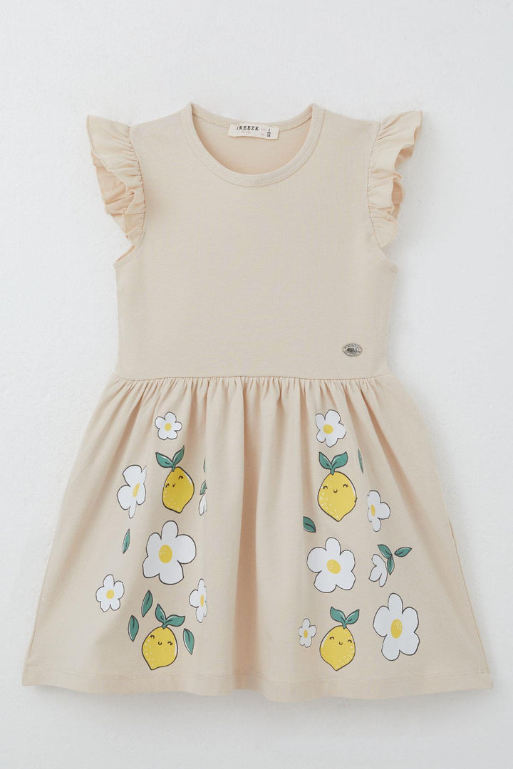 BRE Breeze Girl's Dress Skirt Part Lemon & Flower Printed 2-6 Years, Beige - Villagarcía de Arosa