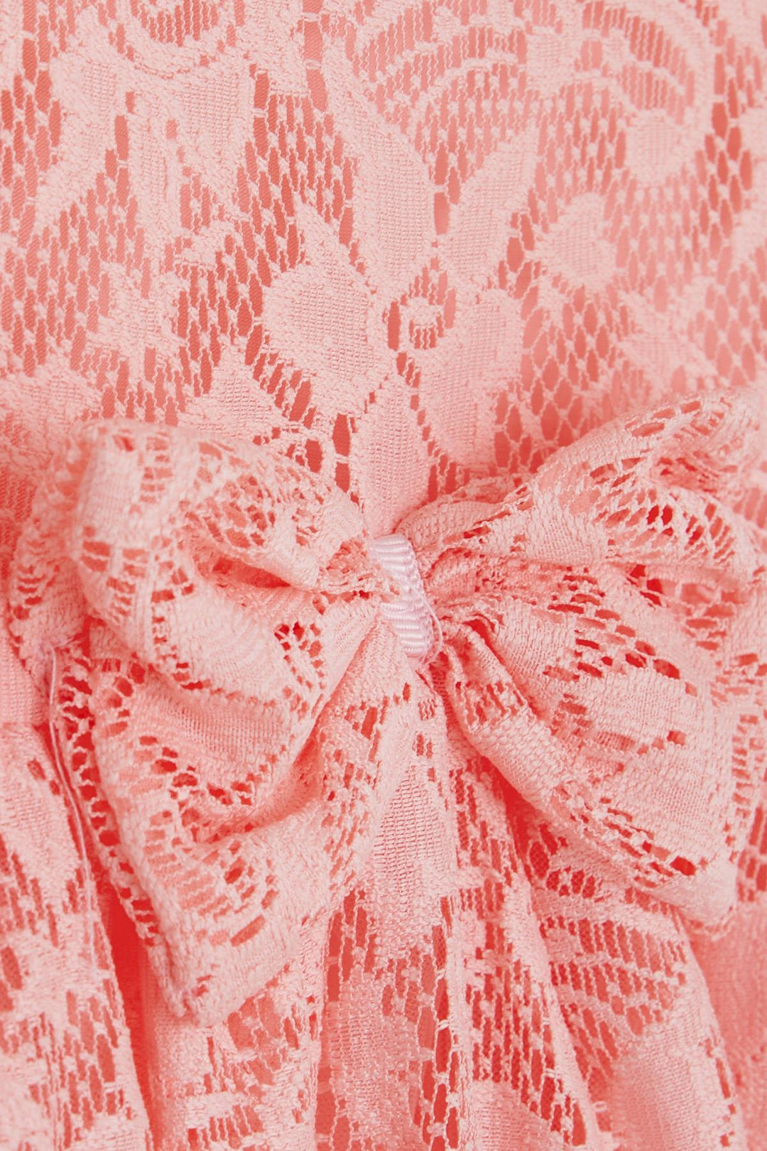 BRE Breeze Girl's Dress with Bow Tulle Lace 3-8 Years, Salmon - Walnut Creek