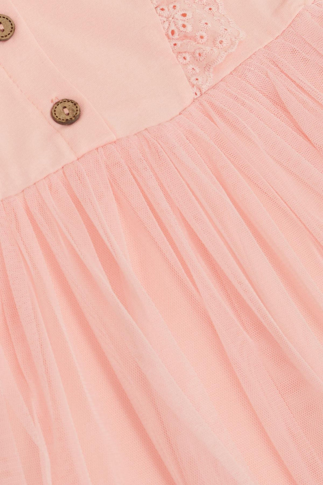 BRE Breeze Girl's Dress with Guipure Embroidery and Buttons, 1.5-5 Years, Salmon - Security-Widefield